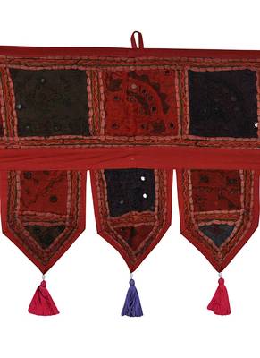 Lal Haveli Decorative Embroidery Patchwork Design Cotton Door Valance Hanging 39 X 16 inches 2