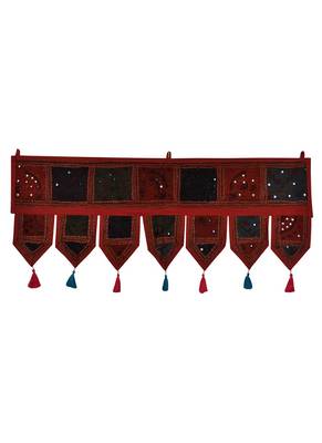 Lal Haveli Traditional Hand Art Work Design Embroidery & Patchwork Cotton Window Valance Topper 39 X 16 inches 1