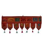 Lal Haveli Ethnic Handmade Embroidered Design Cotton Indian Door Toran Decoration 39 X 16 inches