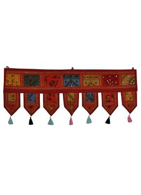 Lal Haveli Decorative Designer Embroidered Work Cotton Window Valance Door Hanging 39 X 16 inches 1