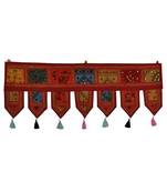Lal Haveli Decorative Designer Embroidered Work Cotton Window Valance Door Hanging 39 X 16 inches