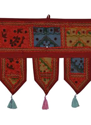 Lal Haveli Decorative Designer Embroidered Work Cotton Window Valance Door Hanging 39 X 16 inches 2