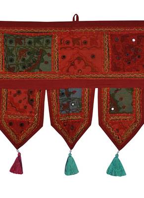 Lal Haveli Indian Traditional Design Embroidered Cotton Door Hanging Tapestries 39 X 16 inches 2