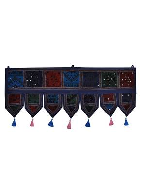 Lal Haveli Traditional Design Embroidered Cotton Indian Toran Door Hanging Tapestry 39 X 16 inches 1