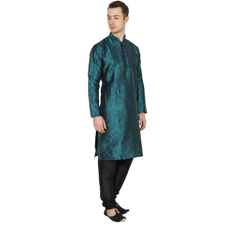 Rama Green Kurta Pajama Dhupion Silk main image 1