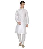 White Plain Dupion Silk Kurta Pajama