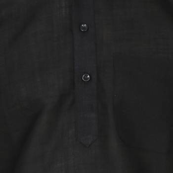 Black Plain Faux Cotton Pathani Suits 4