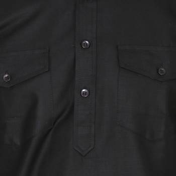 Black Plain Faux Cotton Pathani Suits 4