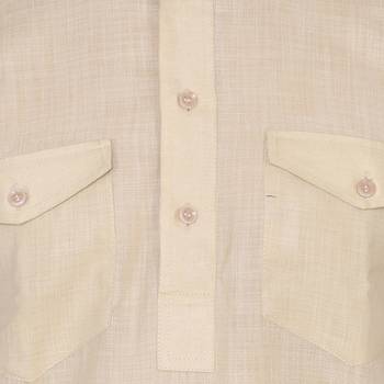Beige Plain Faux Cotton Pathani Suits 4