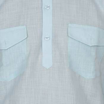 Blue Plain Faux Cotton Pathani Suits 4