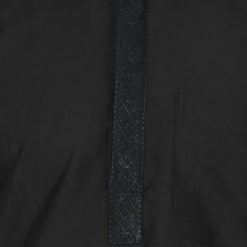 Black Plain Faux Cotton Pathani Suits 4