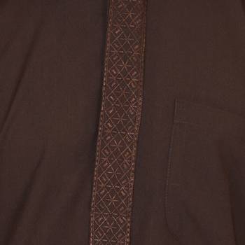 Brown Plain Faux Cotton Pathani Suits 4