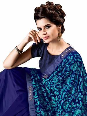 Blue Embroidered Georgette Saree With Blouse 2