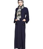 Modest Forever  Dark-blue plain linen abaya