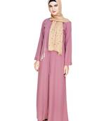 Modest Forever  Onion-pink embroidered polyester abaya