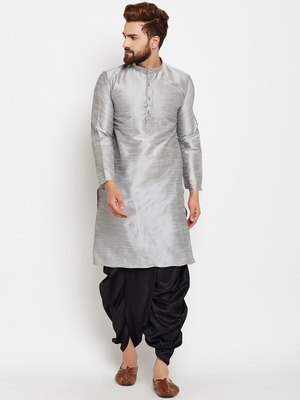 ROYAL Kurta Mens Silk Blend Ready to Wear Traditional Dhoti