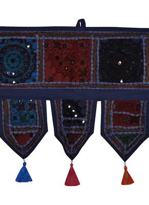 Lal Haveli Ethnic Embroidery Patchwork Design Cotton Toran Door Hanging 39 X 16 inches 2