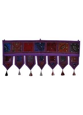 Lal Haveli Mirror Work Cotton Door Hanging for Room Decor 39 X 16 inches 1