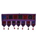 Lal Haveli Room Decorative Embroidered Design Cotton Mirror Work Door Hanging 39 X 16 inches
