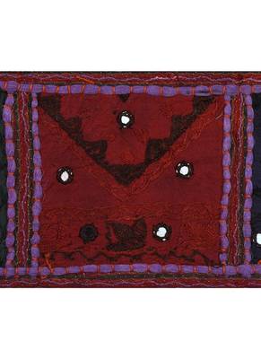 Lal Haveli Room Decorative Embroidered Design Cotton Mirror Work Door Hanging 39 X 16 inches 3
