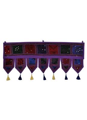 Lal Haveli Patchwork Embroidered Design Cotton Indian Toran Tapestry 39 X 16 inches 1