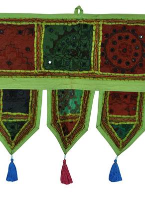 Lal Haveli Handmade Embroidery Work Design Cotton Door Hanging Toran 39 X 16 inches 2