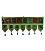 Lal Haveli Ethnic Handmade Embroidery Work Design Cotton Topper Window Valance 39 X 16 inches