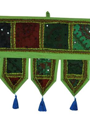 Lal Haveli Ethnic Handmade Embroidery Work Design Cotton Topper Window Valance 39 X 16 inches 2