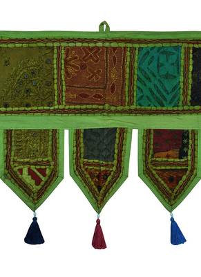 Lal Haveli Handmade Embroidery Work Design Decorative Cotton Door Hanging Toran 39 X 16 inches 2