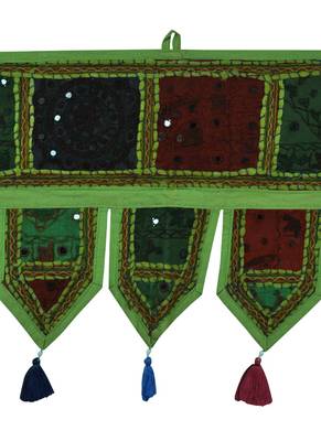 Lal Haveli Hand Embroidered Work Design Mirror Work Toran Hanging 39 X 16 inches 2