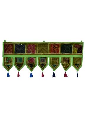 Lal Haveli Home Decorative Embroidered Mirror Work Design Door Toran 39 X 16 inches 1