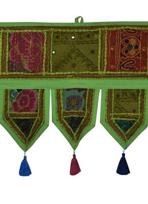 Lal Haveli Home Decorative Embroidered Mirror Work Design Door Toran 39 X 16 inches 2