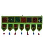 Lal Haveli Indian Embroidered Mirror Work Design Cotton Door Hanging Tapestry 39 X 16 inches