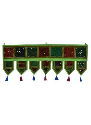 Lal Haveli Handmade Traditional Embroidered Decoraitve Mirror Work Door Hanging Toran 39 X 16 inches 1
