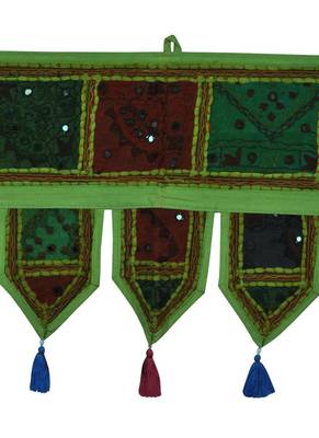 Lal Haveli Handmade Traditional Embroidered Decoraitve Mirror Work Door Hanging Toran 39 X 16 inches 2