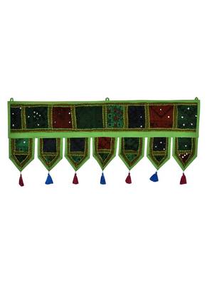 Lal Haveli Embroidery & Mirror Work Design Cotton Indian Toran 39 X 16 inches 1