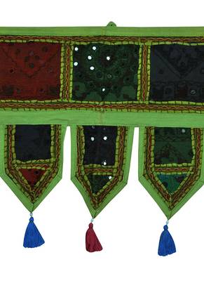 Lal Haveli Vintage Mirror Work Cotton Door Hanging Gift Item 39 X 16 inches 2