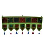 Lal Haveli Decorative Handmade Embroidered Mirror Work Design Door Topper Tapestry 39 X 16 inches