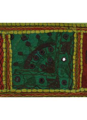Lal Haveli Decorative Handmade Embroidered Mirror Work Design Door Topper Tapestry 39 X 16 inches 3