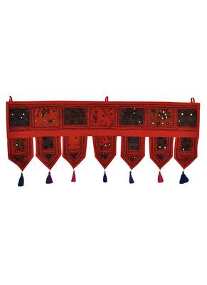 Lal Haveli Handcrafted Embroidery Work Design Cotton Door Hanging Toran 39 X 16 inches 1