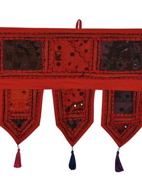 Lal Haveli Handcrafted Embroidery Work Design Cotton Door Hanging Toran 39 X 16 inches 2
