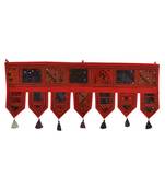 Lal Haveli Decorative Embroidery Work Design Mirror Work Cotton Door Hanging 39 X 16 inches