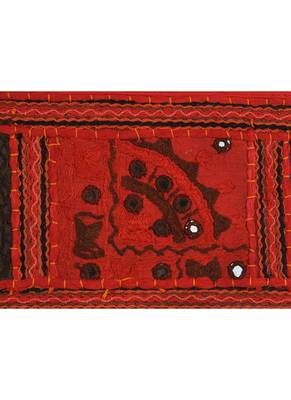Lal Haveli Decorative Embroidery Work Design Mirror Work Cotton Door Hanging 39 X 16 inches 3