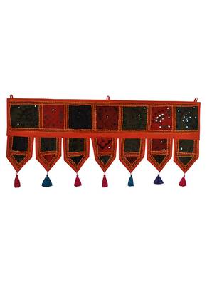Lal Haveli Traditional Design Embroidered Work Cotton Door Valance 39 X 16 inches 1