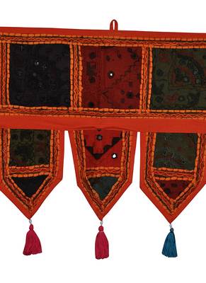 Lal Haveli Traditional Design Embroidered Work Cotton Door Valance 39 X 16 inches 2