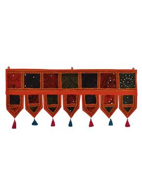 Lal Haveli Handmade Window Valance Embroidery Work Design Door Hanging Tapestries Toran 39 X 16 inches 1