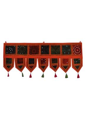 Lal Haveli Decorative Embroidery Work Design Cotton Door Hanging Toran 39 X 16 inches 1