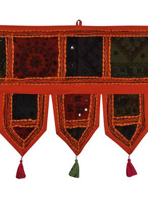 Lal Haveli Decorative Embroidery Work Design Cotton Door Hanging Toran 39 X 16 inches 2