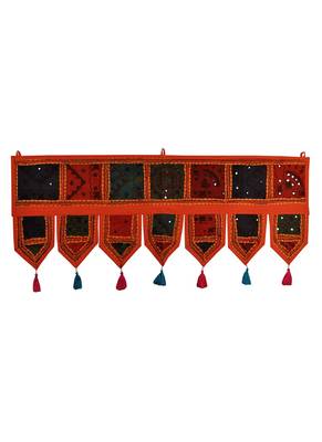 Lal Haveli Traditional Design Handmade Decorative Embroidered Door Toran Tapestry 39 X 16 inches 1