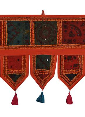 Lal Haveli Traditional Design Handmade Decorative Embroidered Door Toran Tapestry 39 X 16 inches 2
